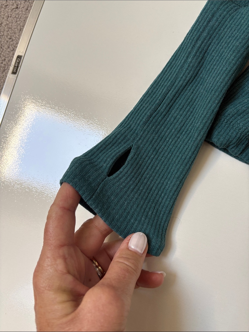 Chaser teal ribbed knit open-front cardigan - Picture 4 of 7